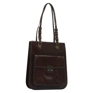 Authentic VERSACE Shoulder Bag Patent leather Black Gold